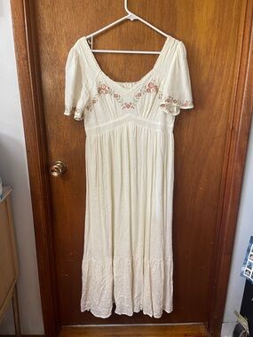 In Loom cream floral maxi tiered dress